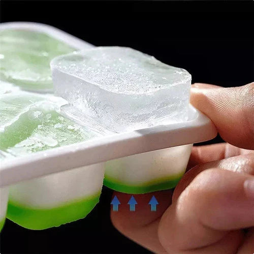 Kit 2 Formas de Gelo em Silicone com Tampa Rígida Flexível