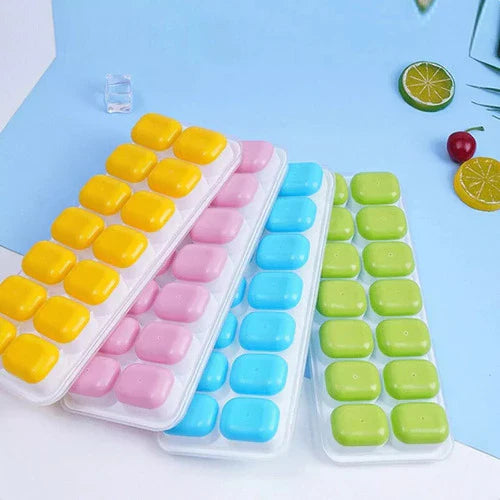 Kit 2 Formas de Gelo em Silicone com Tampa Rígida Flexível