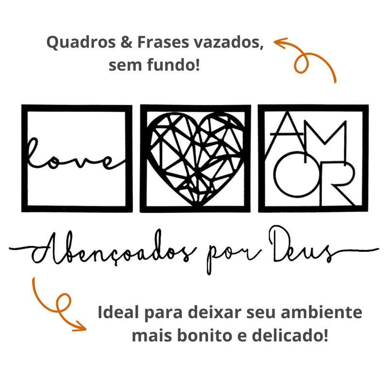 Quadros Decorativos em MDF Preto Fosco para Sala, Quarto ou Escritório | Kit Moderno e Sofisticado