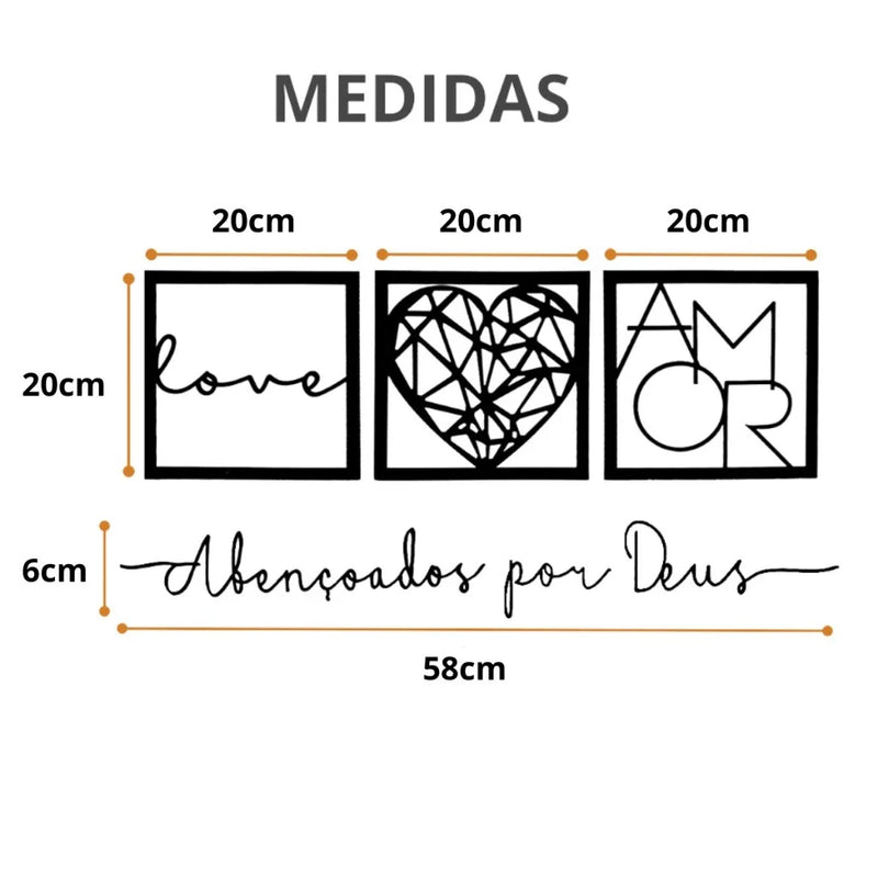 Quadros Decorativos em MDF Preto Fosco para Sala, Quarto ou Escritório | Kit Moderno e Sofisticado