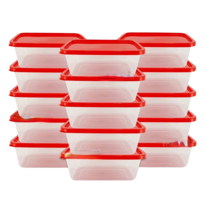 Jogo com 10 Potes Transparentes de 500ml – Marmita Fitness para Armazenamento e Organização de Alimentos