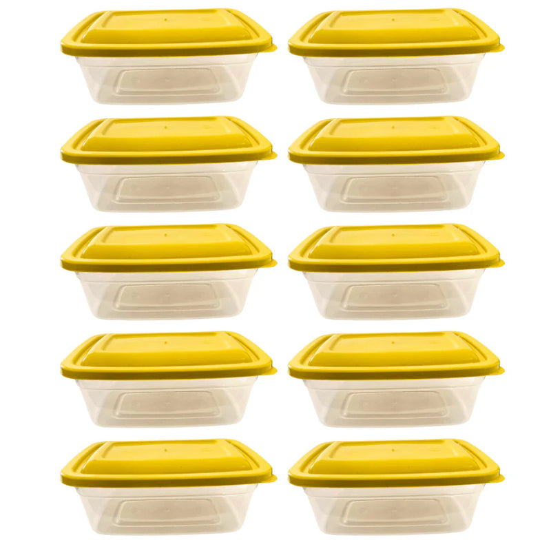 Jogo com 10 Potes Transparentes de 500ml – Marmita Fitness para Armazenamento e Organização de Alimentos