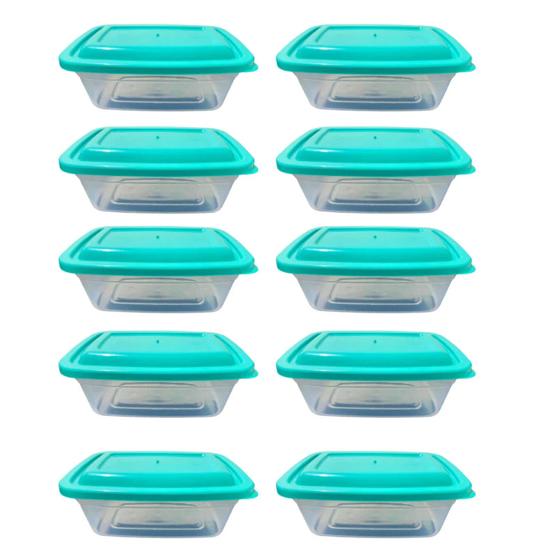 Jogo com 10 Potes Transparentes de 500ml – Marmita Fitness para Armazenamento e Organização de Alimentos