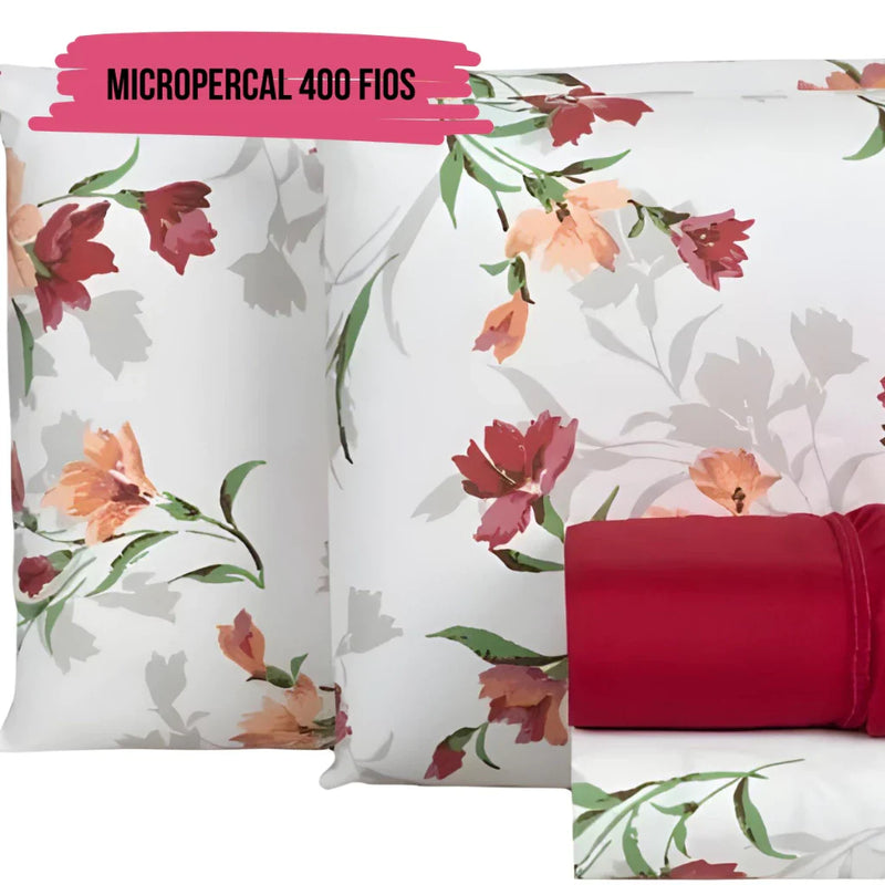 Kit Jogo de Lençol Casal 4 Peças 400 Fios – Toque Macio, Elegância e Conforto para seu Quarto