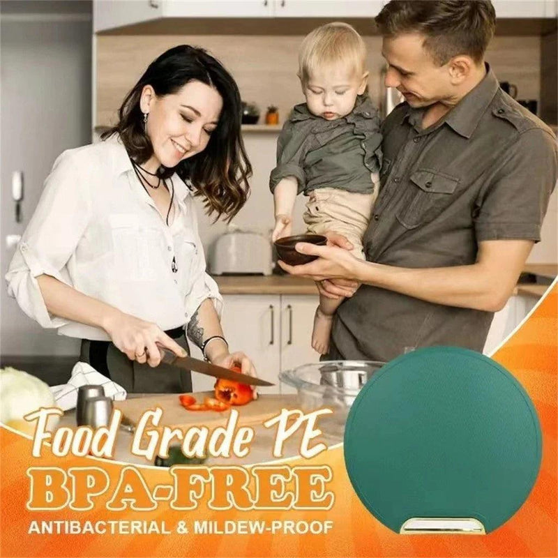 Tábua de Corte Antibacteriana 35x30cm | Com Alça Giratória e Suporte – Mais Higiene e Praticidade na Cozinha